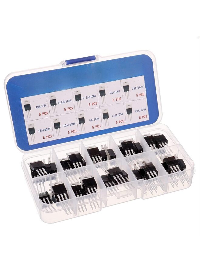 50 Pcs Transistor Kit: N-channel, P-channel Transistors, 10 Values, Pack of 50 (5 Each), Infrared Remote Control Compatible - Image 3