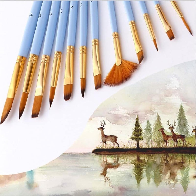 فرشاة رسم احترافية متعددة الاستخدامات لطلاء الزيت والأكريليك من النايلون، مجموعة فرش - Image 2