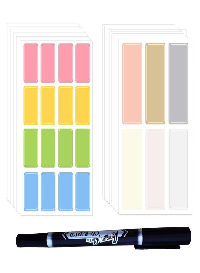 HASTHIP® 220Pcs Colorful Waterproof Label Stickers with Marker Pen, Multi-Size, Adhesive Name Label Stickers for Baby Kids School Supplies, Water Bottles, Home Storage Spice Bottles, 220 Labels - Image 1