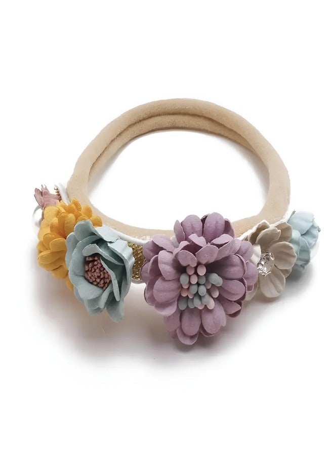 BIG BOX Baby Girl Nylon Headbands Infant Flower Elastic Hair band Bows Wraps For Newborn Toddler Hair Accessories Pack of 1 - Image 1