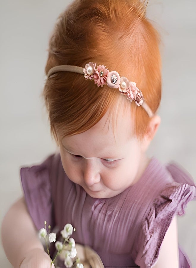 BIG BOX Baby Girl Nylon Headbands Infant Flower Elastic Hair band Bows Wraps For Newborn Toddler Hair Accessories Pack of 1 - Image 2