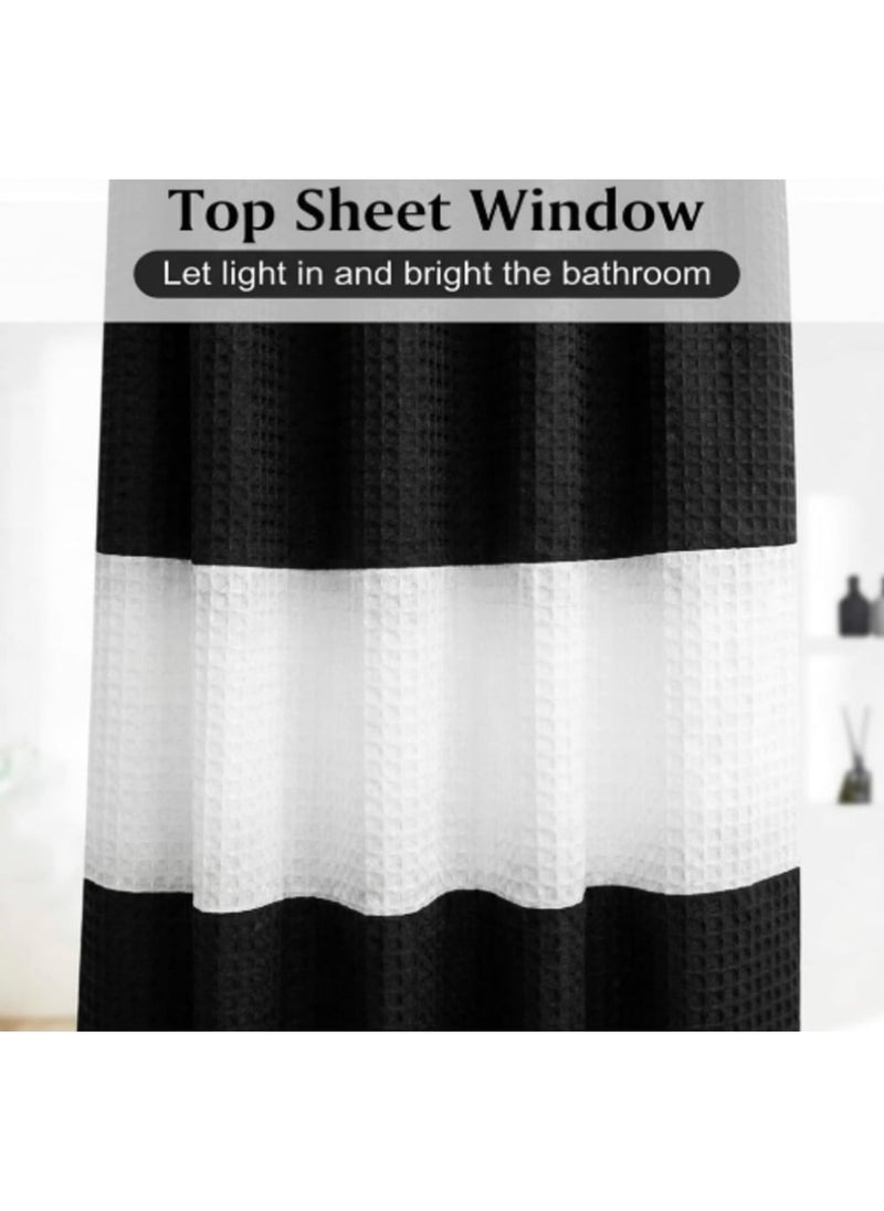 Bathlux PVC Shower Curtain, 3D Geometric Prism Pattern, Waterproof and Easy to Clean, 180x180 cm - Black*white - 180x180 سم - Image 4