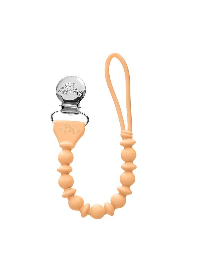 Itzy Ritzy Itzy Ritzy Silicone Pacifier Clip; 100% Food Grade Silicone Pacifier Strap with Clip Keeps Pacifiers, Teethers & Small Toys in Place; Features One-Piece Design & Silicone Cord (Apricot) 