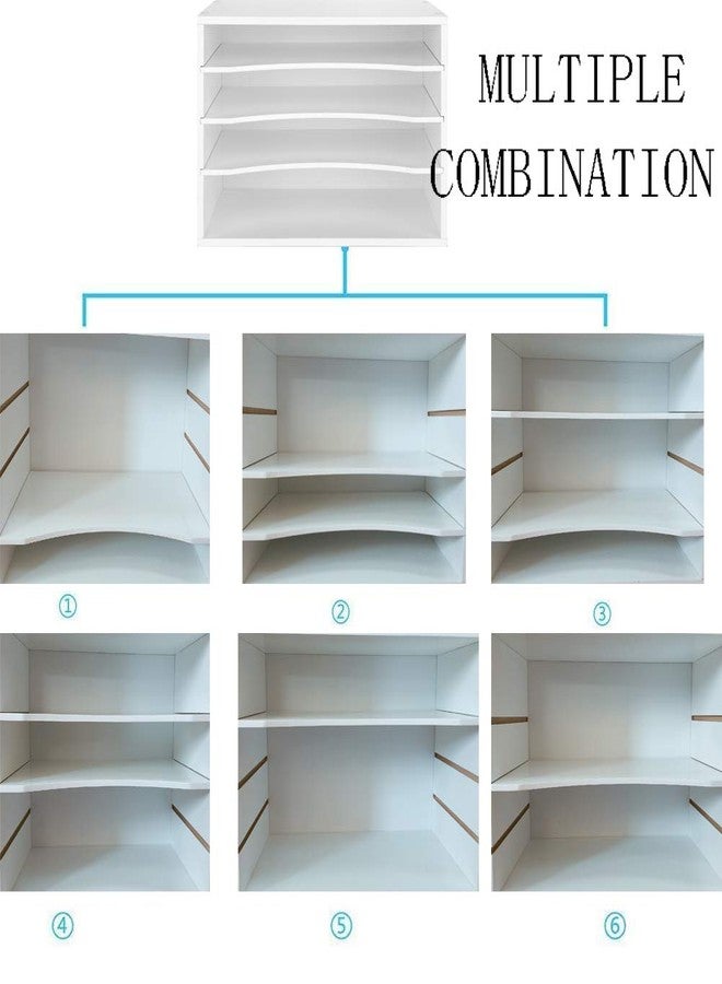 EMERIT 4-Tier Adjustable Paper Organizer, Large Capacity Desktop Organzier for Textbooks/Magazines/Office Files, Wooden Dividers, 7 lbs per Shelf, White - Image 4