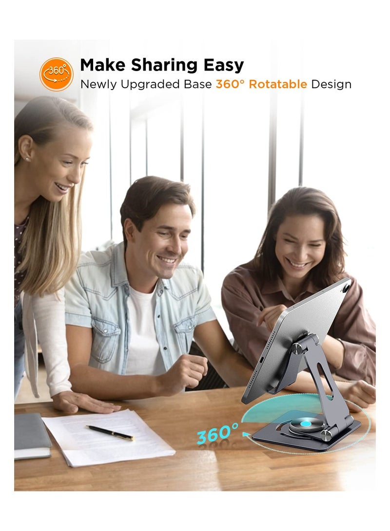 SYOSI Rotatable Cell Phone Stand, Newly 3 in 1 Adjustable Cell Phone Stand, 2023 Aluminum Stable iPhone iPad Stand Dock, Foldable Desktop Phone Holder for iPhone 14 13 12 11 XR, Tablet (7-10.7In) - Image 3