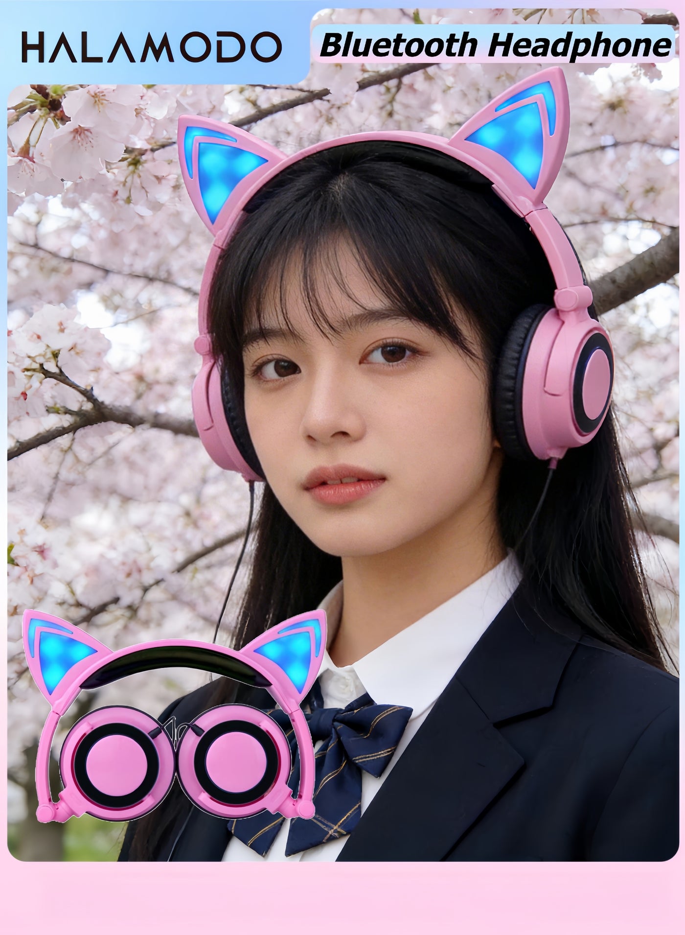 halamodo Halamodo Kids Bluetooth Wireless over-ear Cat Ear Headphones