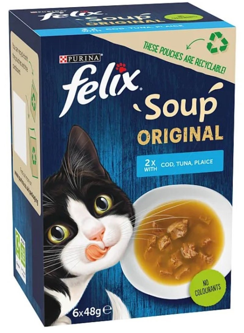 Purina Felix Felix Soup Fish Selection (Pack Of 6) X 8 boxes Cat wet food 