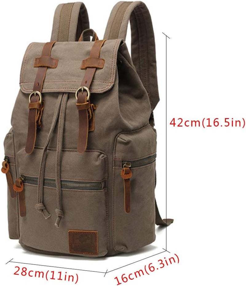AUGUR High Capacity Canvas Vintage Backpack - for Camping Hiking Travel 12-17" Laptop - Image 1