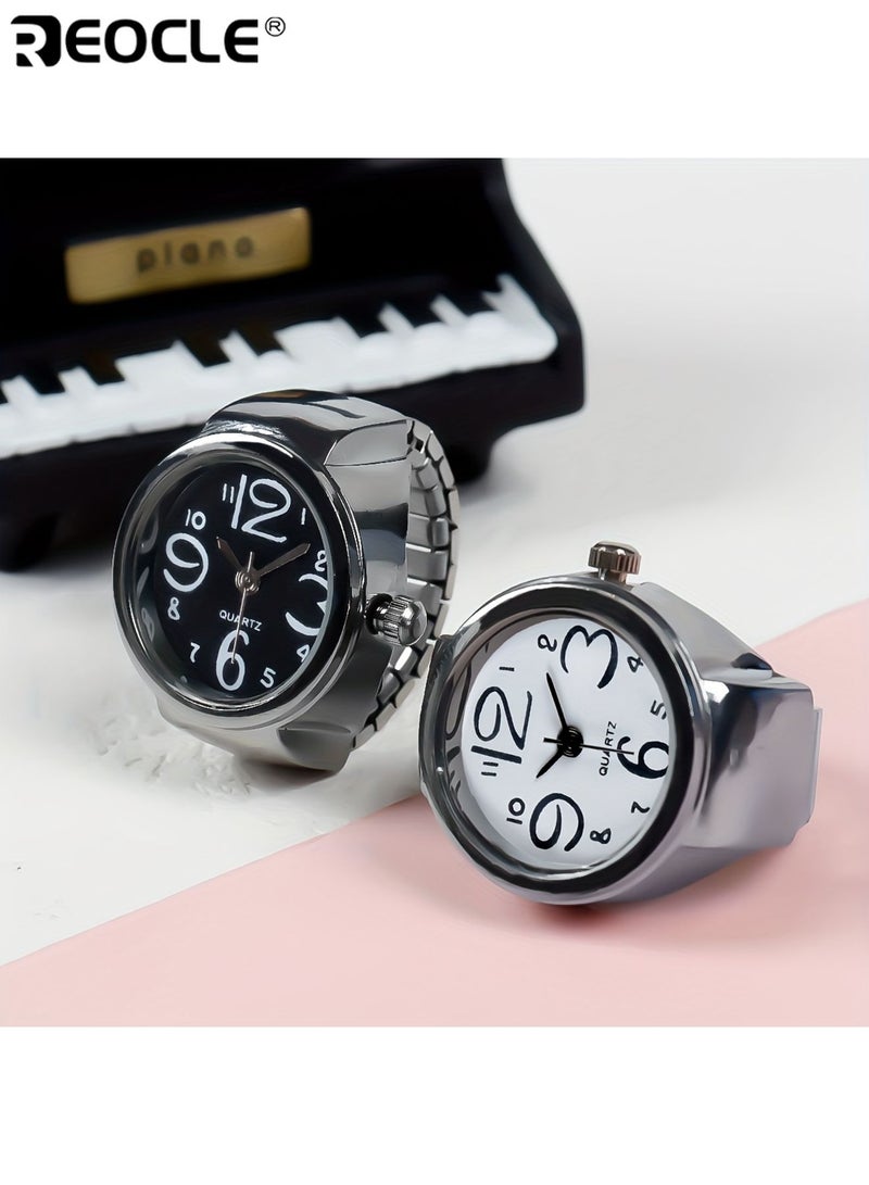 ريوكل للجنسين الراقية خاتم ووتش متعددة الاستخدامات المتخصصة زوجين الإصبع ووتش مصغرة ساعة إلكترونية تصميم إبداعي هدية مثالية مناسبة للارتداء اليومي المناسبات الخاصة أنيقة فريدة من نوعها للرجال والنساء والأزواج والبالغين - Image 2