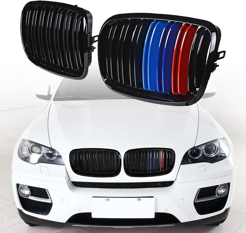 Astra Depot Glossy Black M-Color Front Grille for 2007-2013 BMW X5 X6 E70 E71 - Image 2