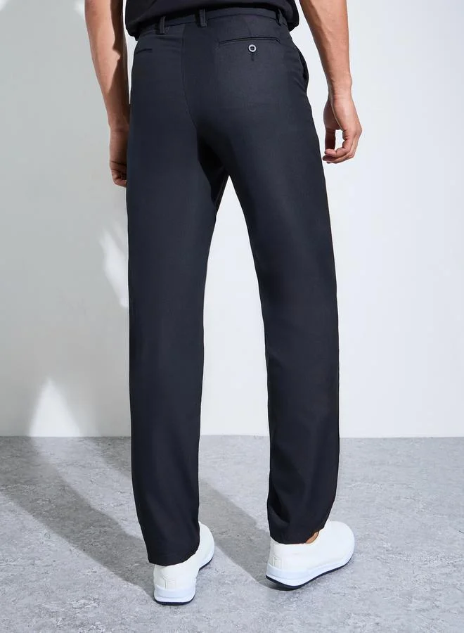 Styli  Black Solid Regular Fit Trousers for Men | Best Price UAE