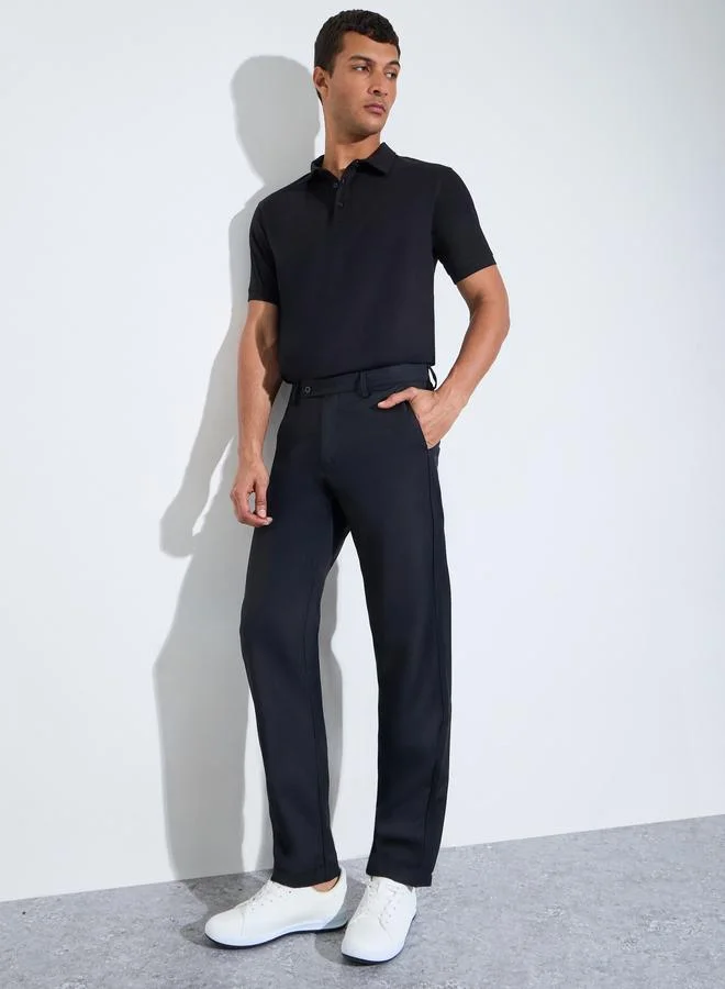 Styli  Black Solid Regular Fit Trousers for Men | Best Price UAE