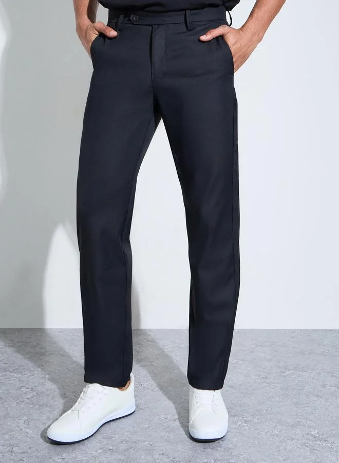 Black Solid Regular Fit Trousers