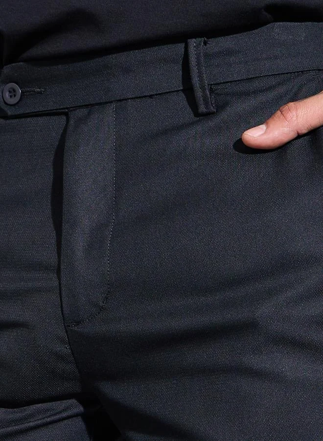 Styli  Black Solid Regular Fit Trousers for Men | Best Price UAE