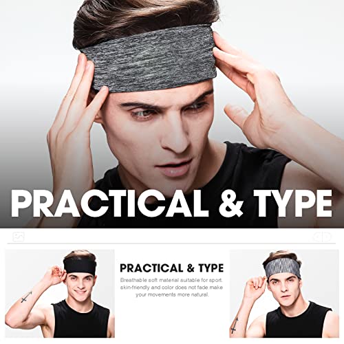 Braylin Men's Headbands, 3-Pack Head Band for Men, Sport Sweatbands for Running Fitness Yoga Cycling, Sweat Wicking Non Slip - Image 2