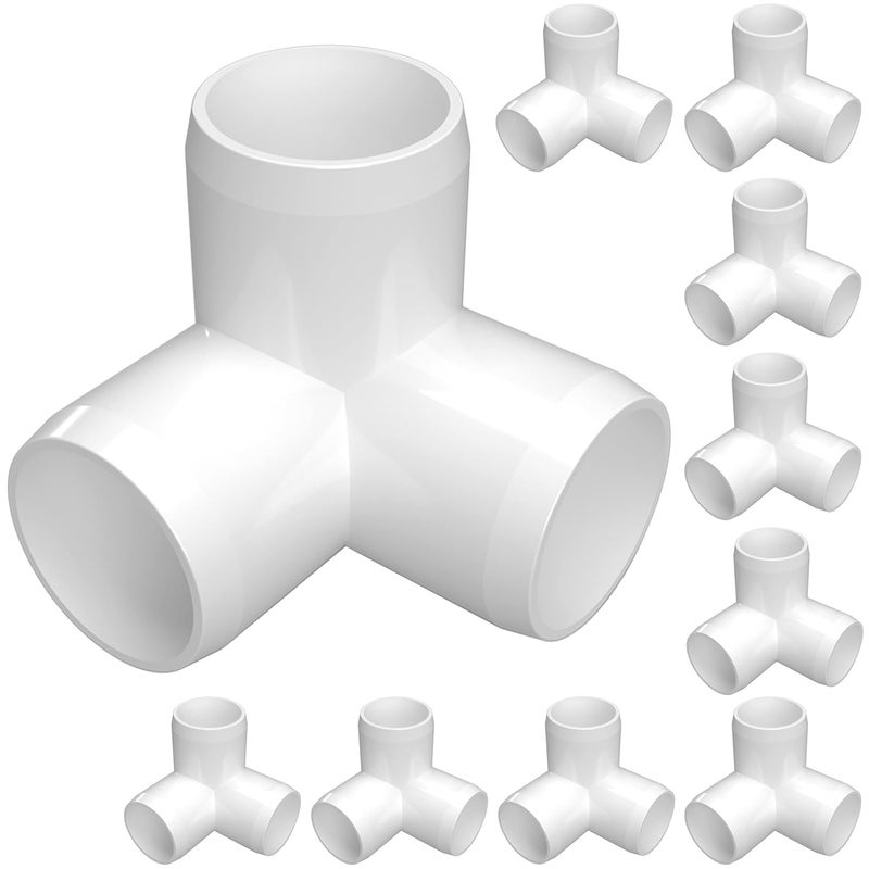 FORMUFIT 1/2” 3-Way Elbow Furniture Grade PVC Fitting in White, Made in USA, UV-Resistant, Impact-Proof, 0.840” Actual Socket Diameter (Pack of 10) - Image 1