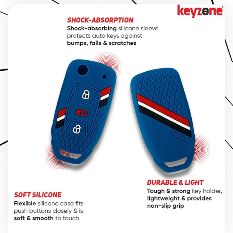 KeyZone Striped Silicone Key Cover & Keychain Compatible for Tata Curvv, Nexon, Harrier, Safari, Altroz, Punch, Tigor, Tiago 3 Button Flip (Brown with Brown Striped Keychain) - Image 4
