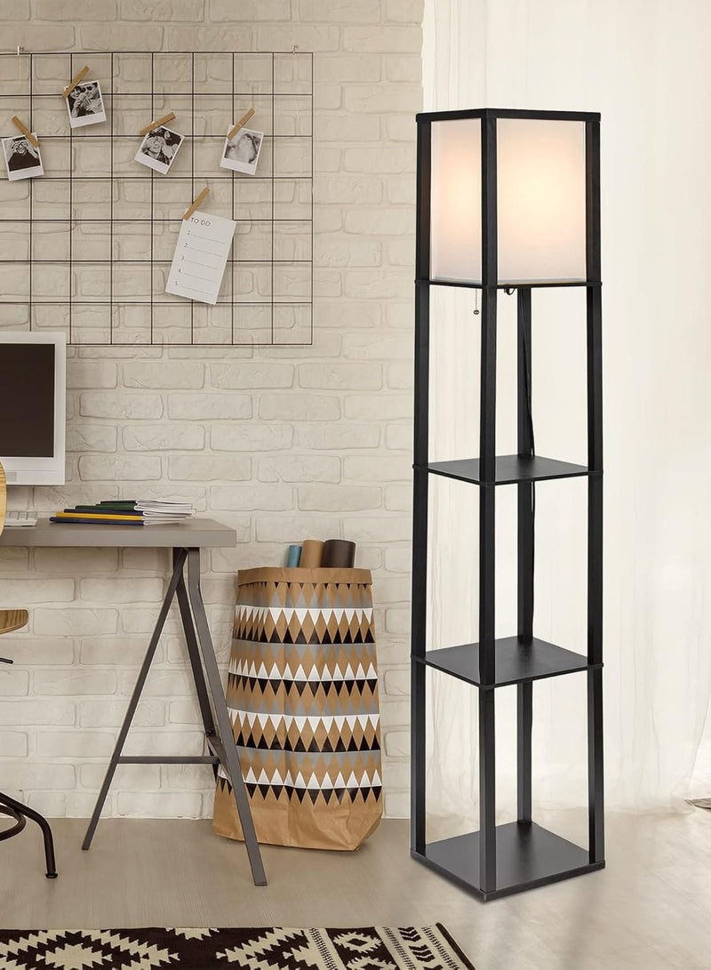 Alruht Floor Lamp with Shelves, Modern Industrial Square Tall Standing Lamp, Dimmable Corner Display Bookshelf Lamp for Living Room, Bedroom and Office - Image 4
