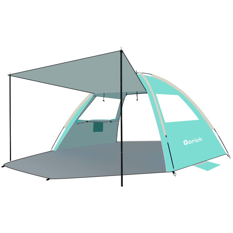 Gorich Beach Tent with Canopy - Easy Setup 3-4/5-6/7-8 Person Portable Sun Shelter, UPF 50+ UV Protection Sun Shade, Lightweight & Compact Beach Cabana for Family Travel - Image 1