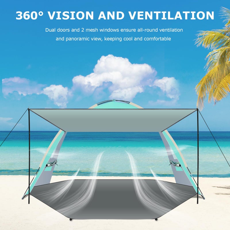Gorich Beach Tent with Canopy - Easy Setup 3-4/5-6/7-8 Person Portable Sun Shelter, UPF 50+ UV Protection Sun Shade, Lightweight & Compact Beach Cabana for Family Travel - Image 4