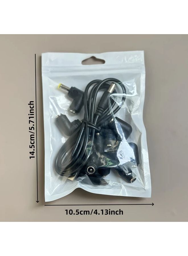 1 كابل محول من USB إلى DC 5.5x2.1 مم مع 10 أنواع من الموصلات الذكورية باللون الأسود - Image 3