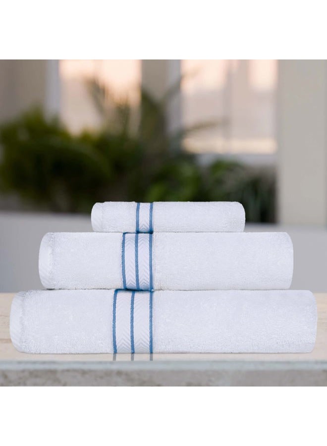 Superior Turkish Cotton Ultra-Plush 3-Piece Towel Set, Ideal for Master Bath, Guest Bathroom, Fast Drying, Shower, Spa, Face/Washcloths, Hand, Bath Towels, Absorbent, Home Basics, Light Blue - Image 2