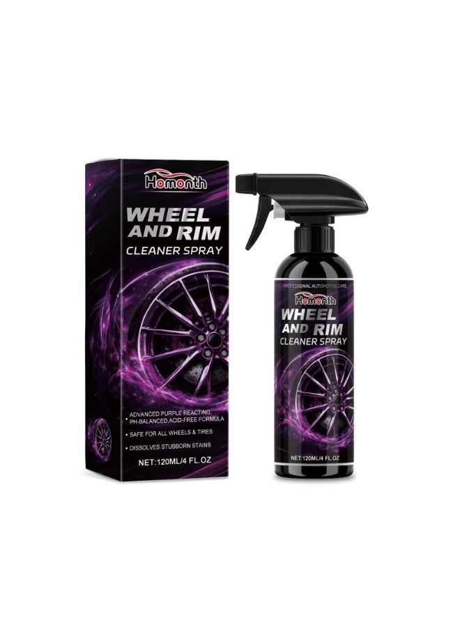Homonth Wheel and Rim Cleaner Spray, 120ml Acid-Free pH-Balanced Formula, Advanced Purple Reacting Cleaner for Stubborn Brake Dust, Rust and Road Grime - Image 1