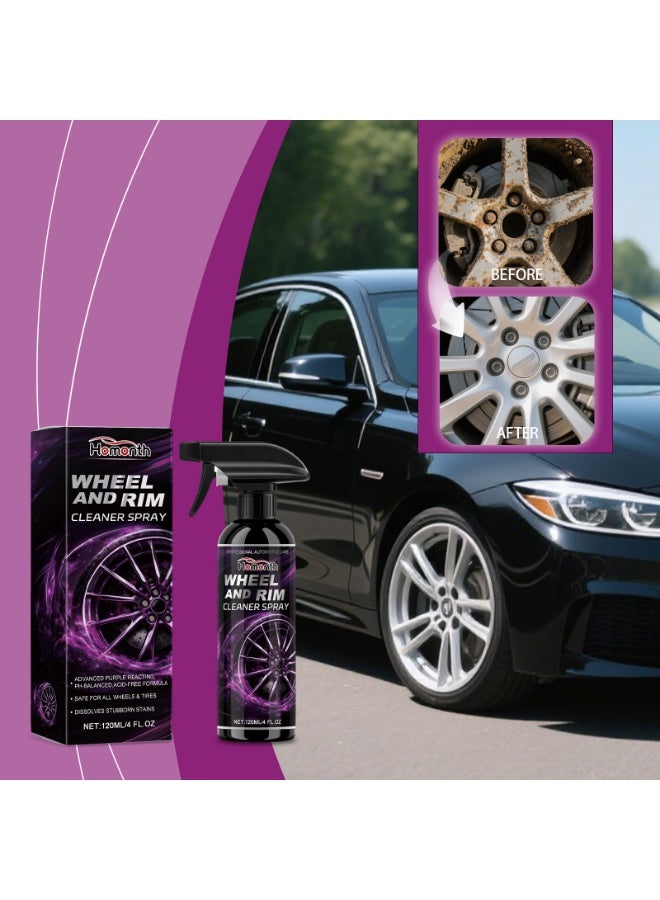 Homonth Wheel and Rim Cleaner Spray, 120ml Acid-Free pH-Balanced Formula, Advanced Purple Reacting Cleaner for Stubborn Brake Dust, Rust and Road Grime - Image 2