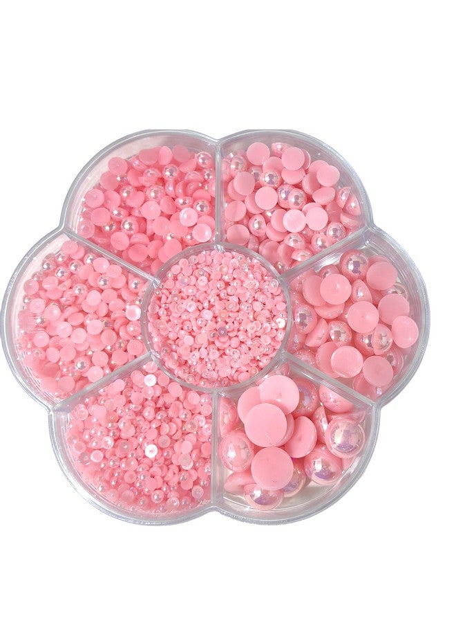 شينكو كرافت 3000 قطعة 1 صندوق وردي مستدير مسطح نصف لؤلؤ خرز فضفاض خرز جوهرة (وردي) - Image 1