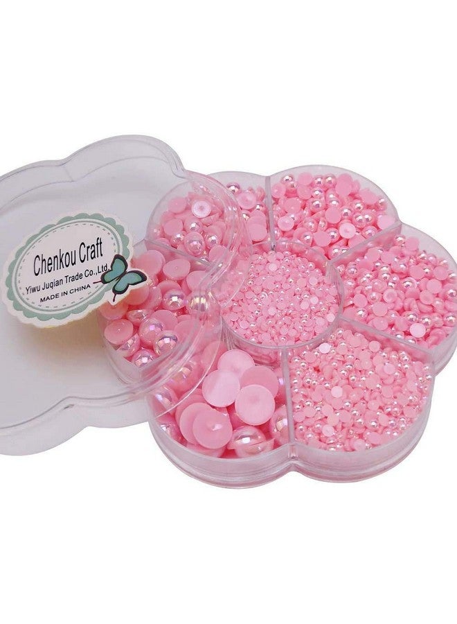 شينكو كرافت 3000 قطعة 1 صندوق وردي مستدير مسطح نصف لؤلؤ خرز فضفاض خرز جوهرة (وردي) - Image 4