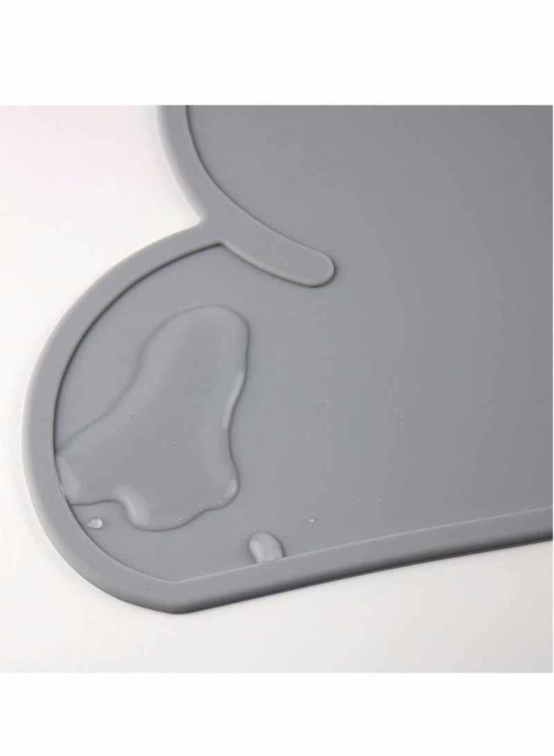 2 PCS Silicone Cloud Shaped Kids Placemats Non Slip Heat Resistant Washable Toddler Tableware in Grey and Pink 18 x 10 Inch - Image 3