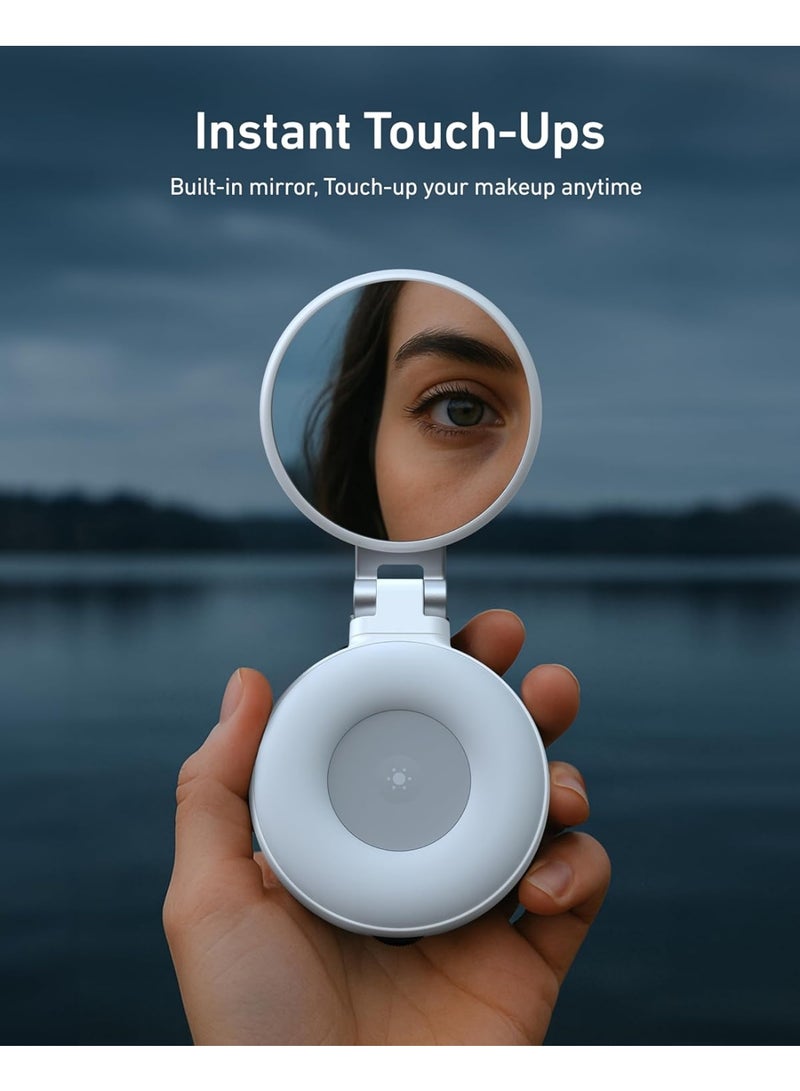 TELESIN° Magnetic Selfie Light with Mirror, 360° LED Fill Light for iPhone Magsafe & Non-Magsafe Phones, 3 Color, Height Adjustable - Image 4