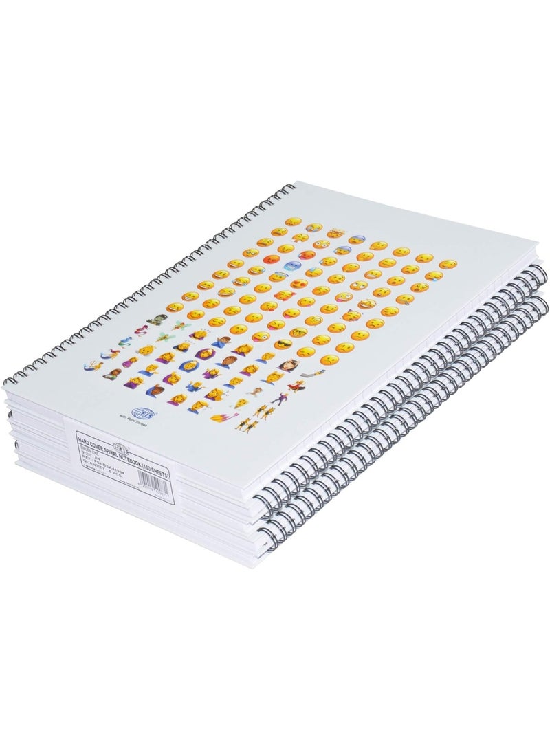 FIS FIS Spiral Hard Cover Notebook, A4 Size(29.7x21cm), 100 Sheets x 5, Single Line Ruling, Pack of 5 Pieces - FSNBSA41904  - Image 1