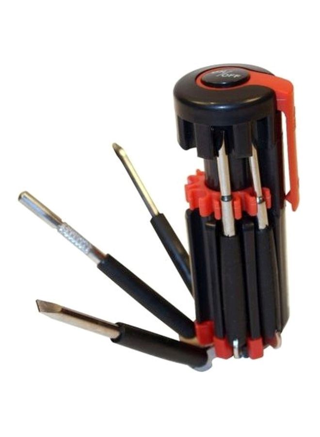 NIBEMINENT 10-Piece Multifunction Screwdrivers Set With Searchlight Black/Red