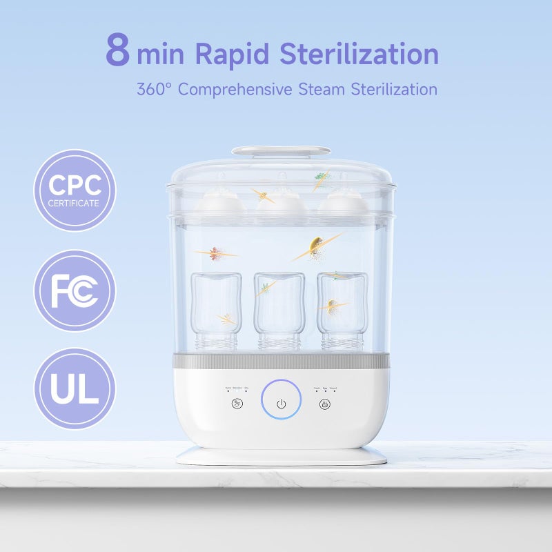 Snow Bear Baby Bottle Sterilizer and Dryer with Touchscreen, 6-in-1 Steam Bottle Sterilizer for Baby Bottles Pacifier, Breast Pump Part, 13 Bottles Extra-Large Capacity for Fast Drying Baby Essential - Image 3