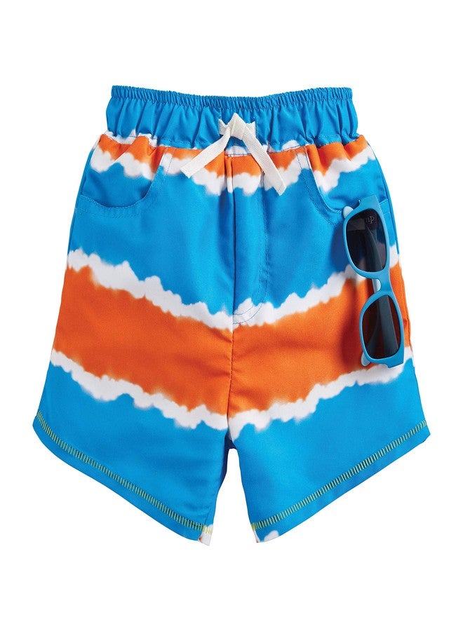 Mud Pie Boys Tie Die Stripe Trunks with Sunglasses, Blue, 24 Months-3T
