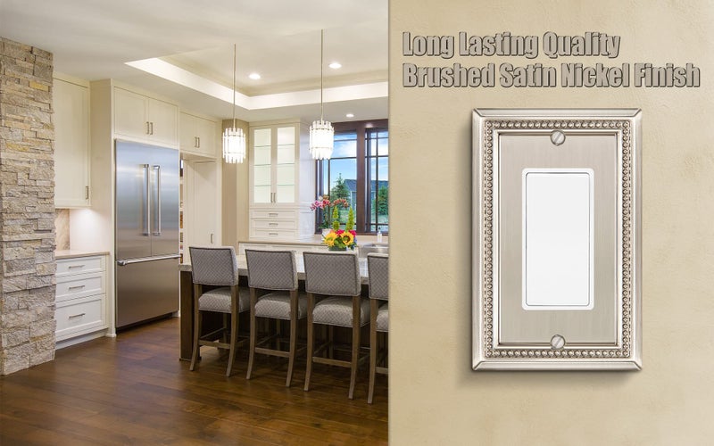 Henne Bery Sunken Pearls Heavy Duty Decorative Wall Plate Switch Plate Outlet Cover (Single Decorator, 3 Pack, Satin Nickel) - Image 5