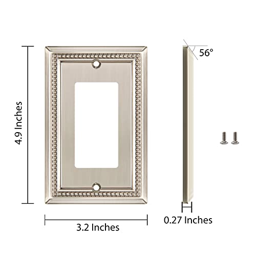 Henne Bery Sunken Pearls Heavy Duty Decorative Wall Plate Switch Plate Outlet Cover (Single Decorator, 3 Pack, Satin Nickel) - Image 3
