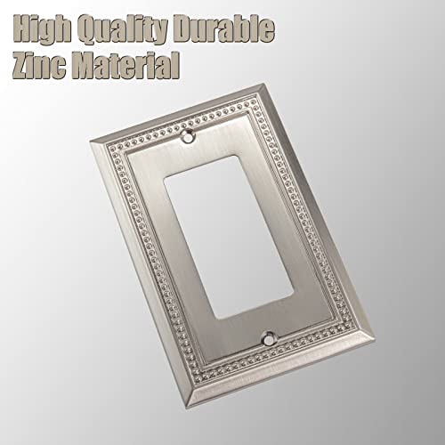 Henne Bery Sunken Pearls Heavy Duty Decorative Wall Plate Switch Plate Outlet Cover (Single Decorator, 3 Pack, Satin Nickel) - Image 2