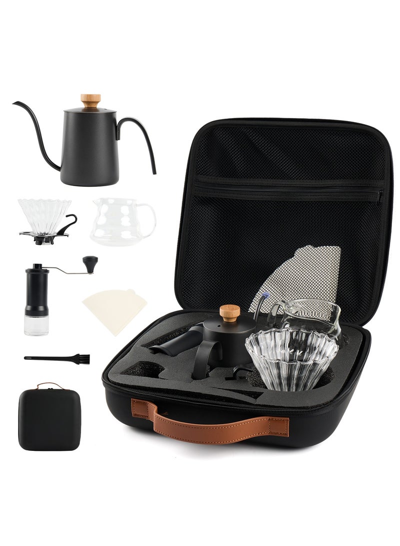ACPLAY Complete Pour-Over Coffee Set, Includes Manual Grinder, 350ml Gooseneck Kettle, 350ml Cloud-Shaped Sharing Pot, Filter Cup, and V01 Filter Paper. - Image 1