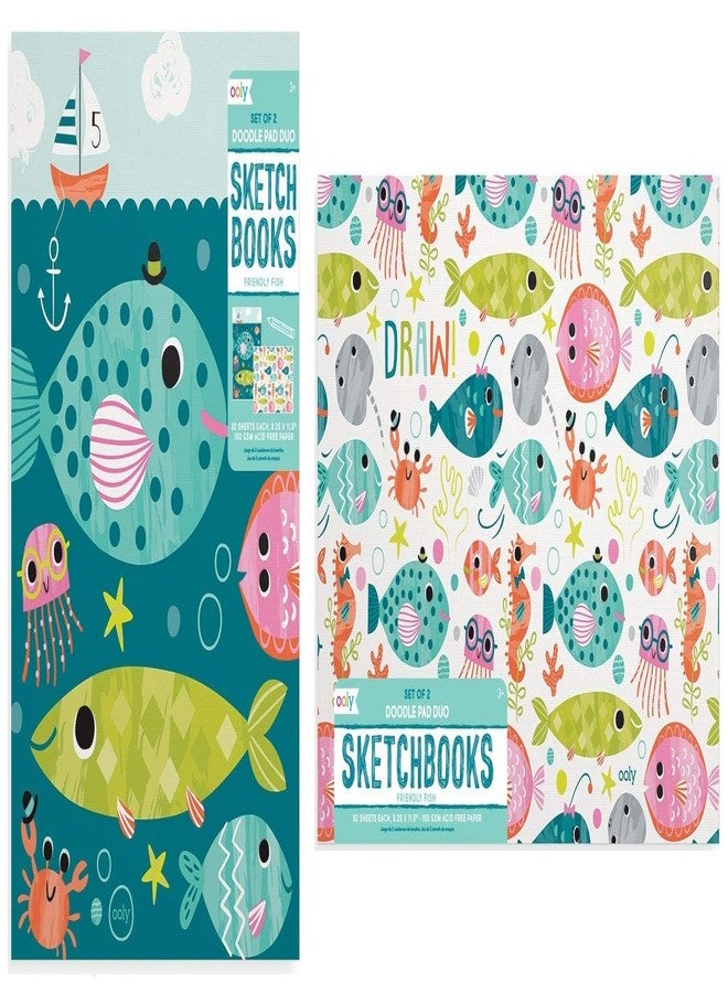 Ooly Doodle Pad Duo Sketchbooks: Friendly Fish - Set of 2 (8.25" x 11.5") - Image 1