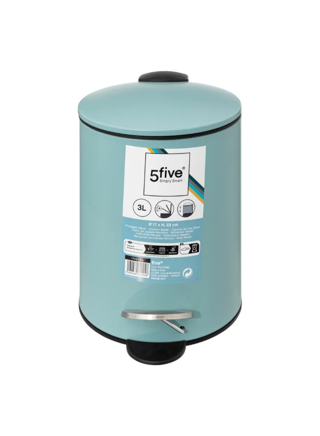 Five Simply Smart Colorama Soft Close Bathroom Waste Pedal Bin Arctic Blue and Black 3 L 174528Q