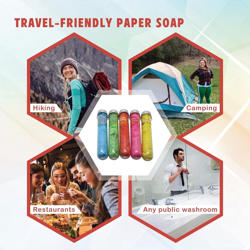 ADICTUM Flower Design Tube Shape Bottle Paper Soap Clean Soft Bath For Travel (Pack Of 2)(MULTI COCOR) - Image 5