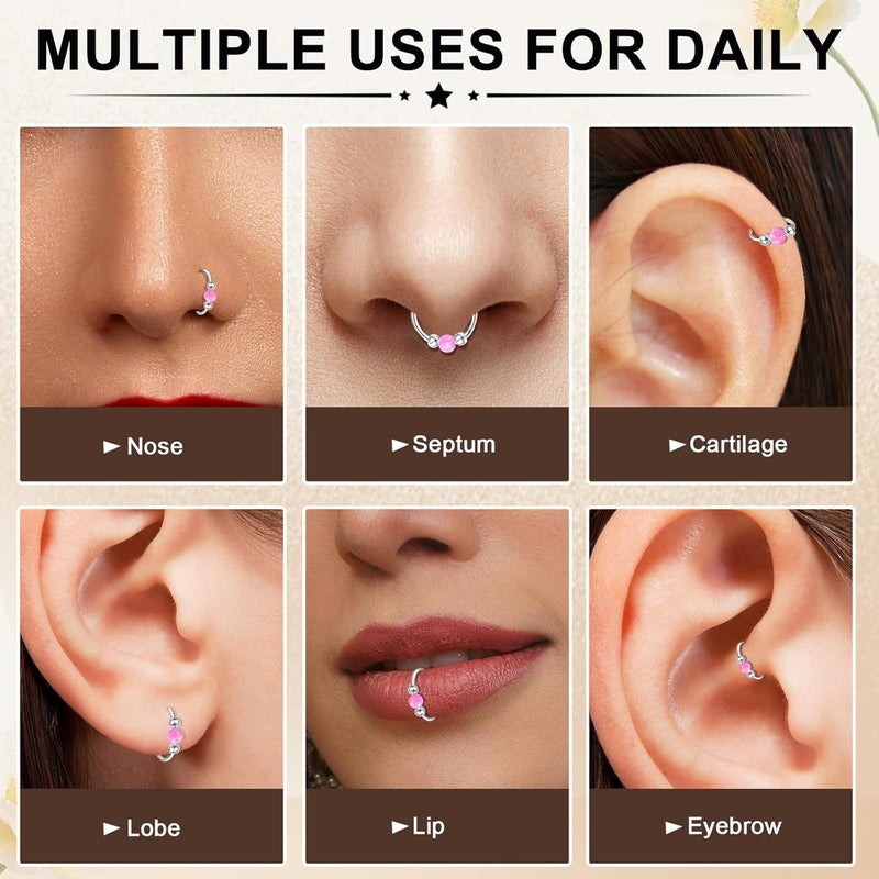 ONESING 9-40 Pcs Nose Rings - Hoops, Studs & L Shape - Hypoallergenic Stainless Steel Nose Piercings for Women & Men - Image 3