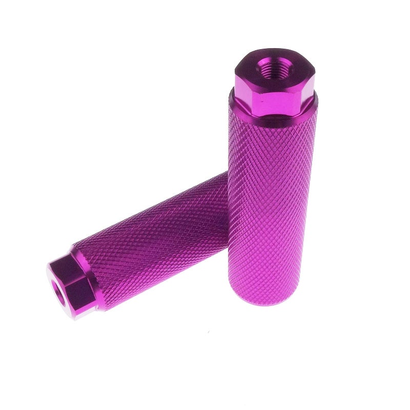 Zelerdo 2 Pairs Aluminum Alloy Bike Pegs For Mountain Bike Cycling Rear Stunt Pegs Fit 3/8 Inch Axles (Purple Pure  100X28 Mm) - Image 2