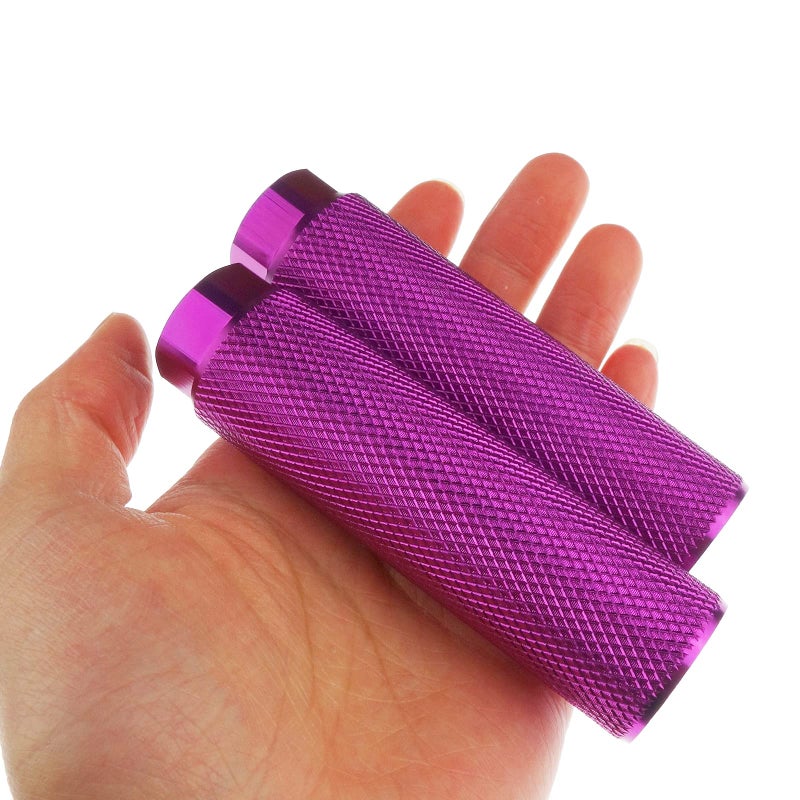 Zelerdo 2 Pairs Aluminum Alloy Bike Pegs For Mountain Bike Cycling Rear Stunt Pegs Fit 3/8 Inch Axles (Purple Pure  100X28 Mm) - Image 3