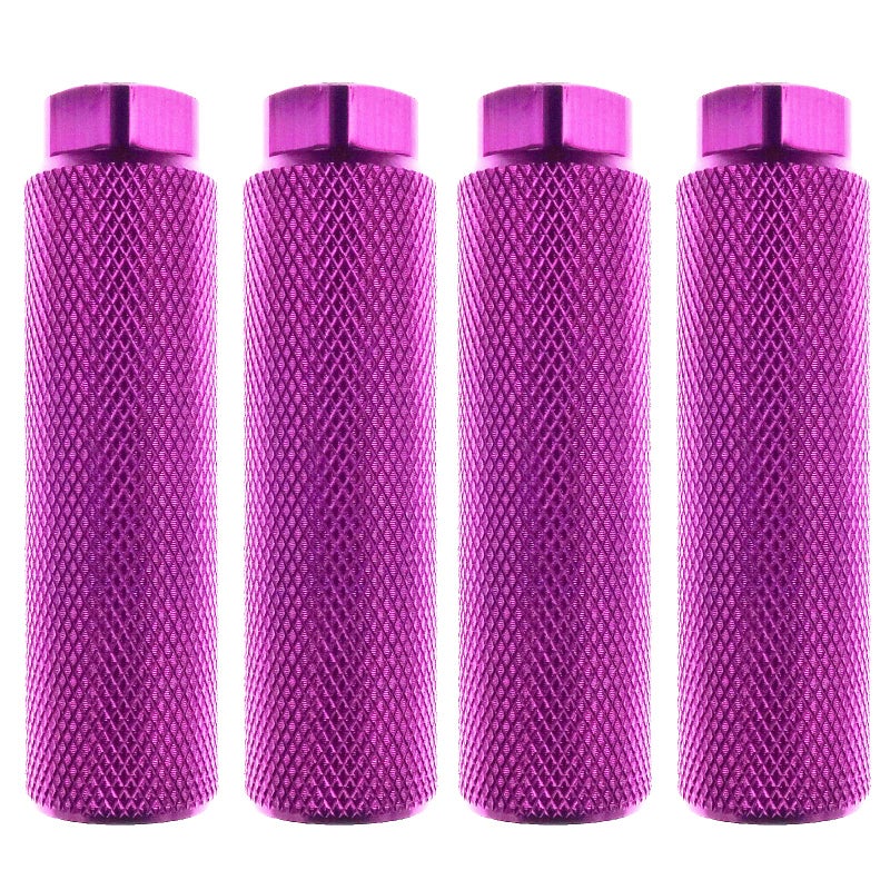 Zelerdo 2 Pairs Aluminum Alloy Bike Pegs For Mountain Bike Cycling Rear Stunt Pegs Fit 3/8 Inch Axles (Purple Pure  100X28 Mm) - Image 1