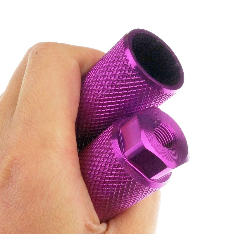 Zelerdo 2 Pairs Aluminum Alloy Bike Pegs For Mountain Bike Cycling Rear Stunt Pegs Fit 3/8 Inch Axles (Purple Pure  100X28 Mm) - Image 4