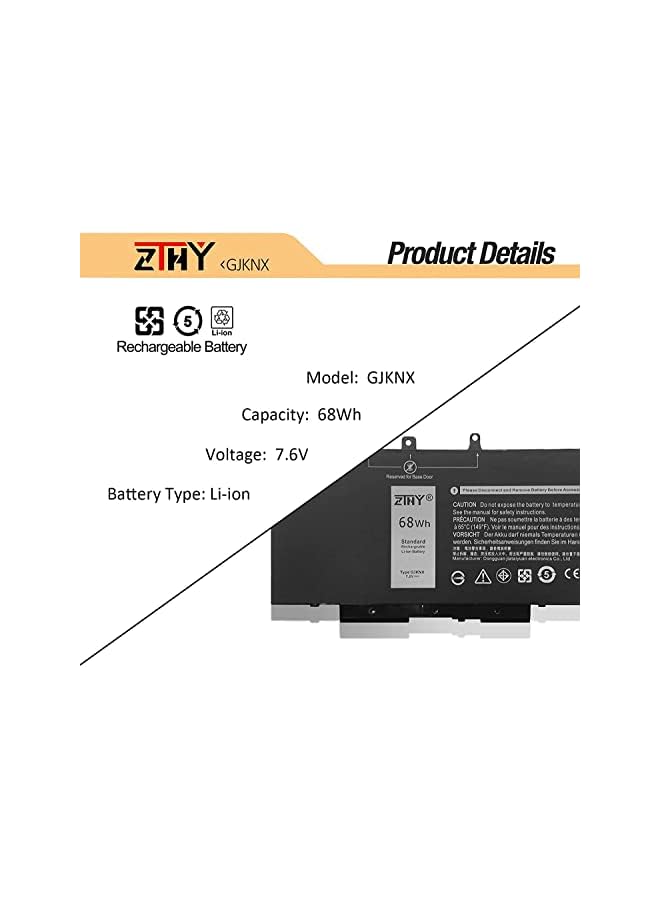 ZTHY 68Wh Gjknx Laptop Battery Replacement For Dell Latitude 5480 5580 5590 5490 5280 E5480 E5580 E5490 E5590 Dell Precision 15 3520 3530 Series 451-Bbzg Gd1Jp 5Yhr4 Dy9Nt 8500Mah - Image 3