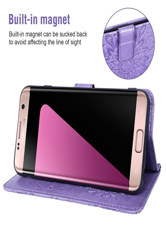 أسو ويش جراب هاتف سامسونج جالاكسي إس 7 إيدج، جراب محفظة مع واقي شاشة من الزجاج المقوى، غطاء جلدي قلاب، حامل بطاقات، حامل، جالاكسي إس 7 إيدج، جالاكسي إس 7 بلس، جالاكسي إس 7، إس 7 إيدج، نسائي، بنفسجي - Image 4